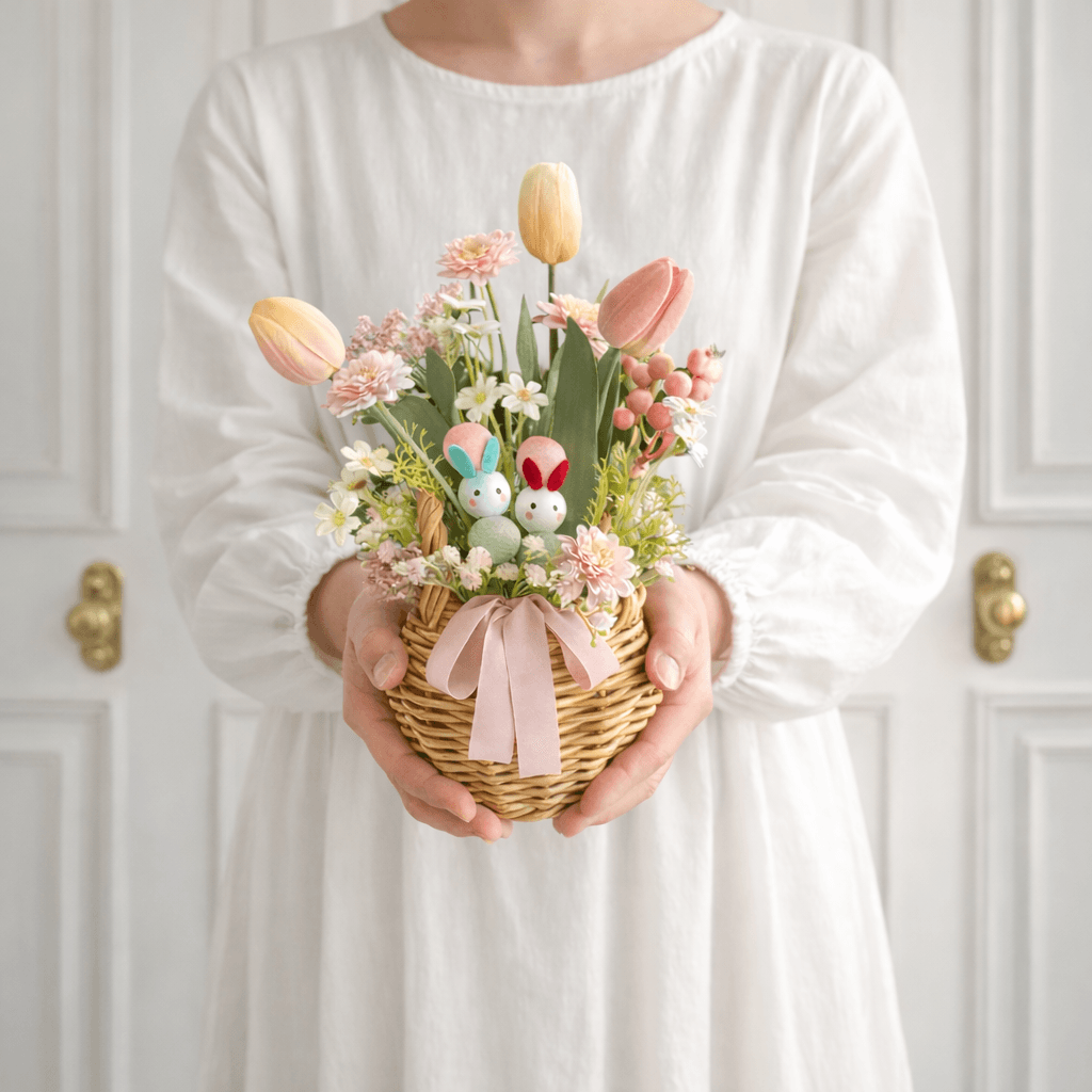 うさ団子雛の春花かご｜お雛様アレンジ・桃の節句・ひな祭り・春インテリア | 2枚目
